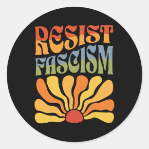 Pegatina Redonda Resistir el fascismo retro boho Feminist Pro Choic