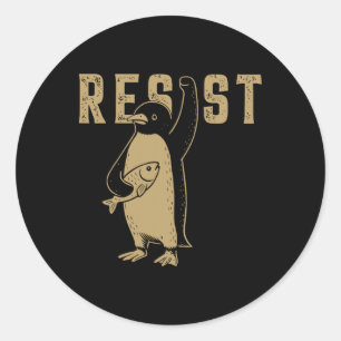 Pegatina Redonda Resistir el gráfico del activismo de los pingüinos