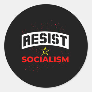 Pegatina Redonda Resistir el socialismo contra el socialismo 1