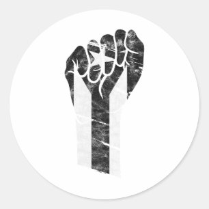 Pegatina Redonda Resistir la bandera de Puerto Rico Negro Resiste P