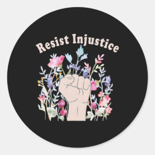 Pegatina Redonda Resistir la injusticia Apoyo a los Derechos Humano