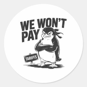 Pegatina Redonda Resistir la injusticia política divertida pingüino
