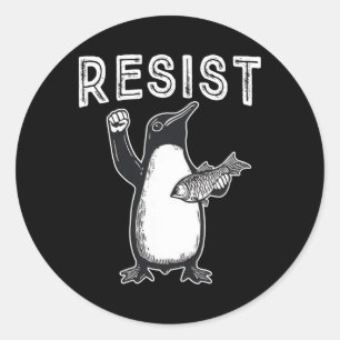Pegatina Redonda Resistir la protesta política del pingüino