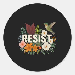 Pegatina Redonda Resistir la protesta política floral contra Trump