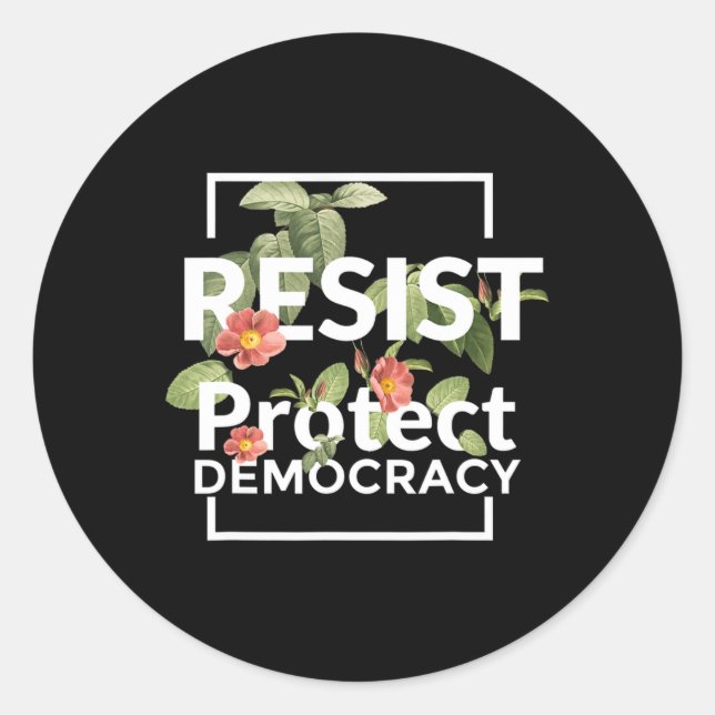 Pegatina Redonda Resistir proteger la democracia sutil estilo boho  (Anverso)