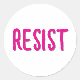 Pegatina Redonda Resistir Resistencia Rosa