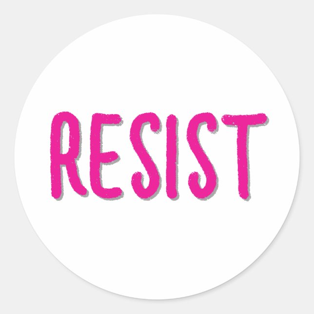Pegatina Redonda Resistir Resistencia Rosa (Anverso)