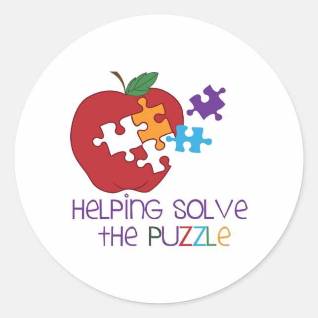 Pegatina Redonda Resolver el rompecabezas (Anverso)