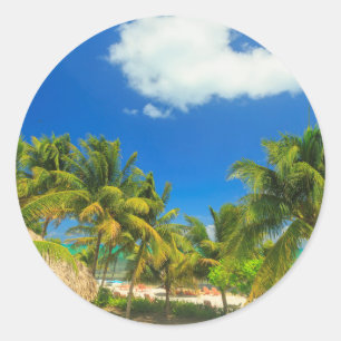 Pegatina Redonda Resort de playa tropical, Belice