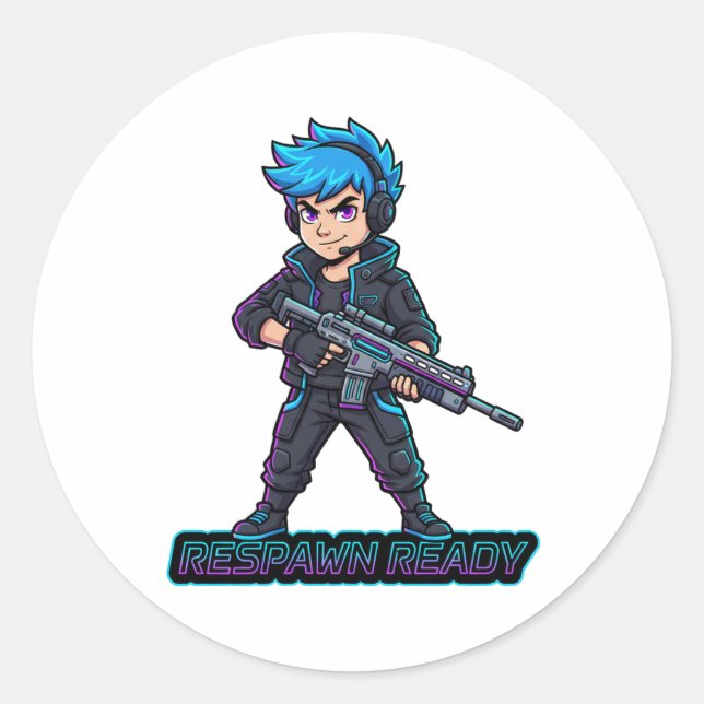 Pegatina Redonda Respawn ready Sticker (Anverso)