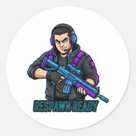 Pegatina Redonda Respawn ready Sticker