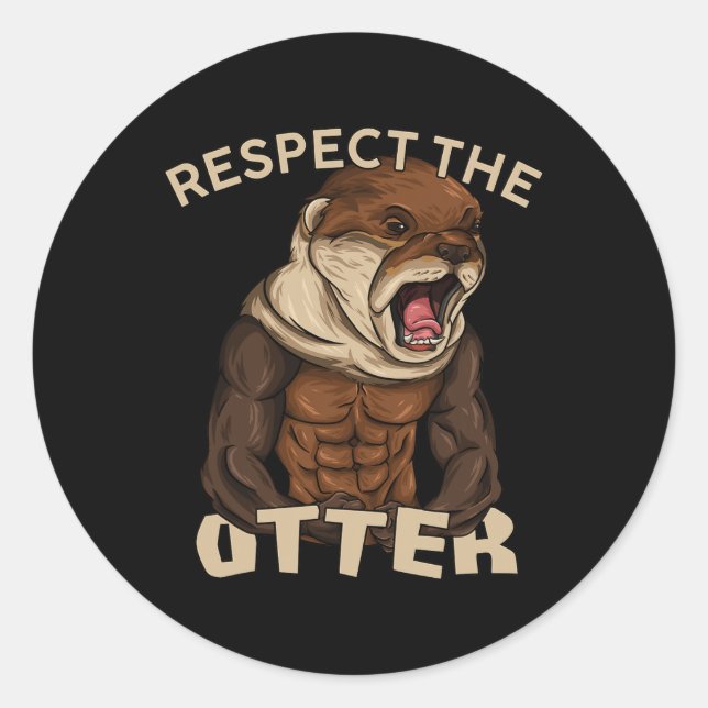 Pegatina Redonda Respect The Otter - Muscular Fitness Bodybuilder A (Anverso)