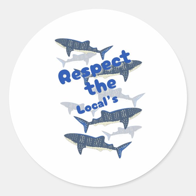 PEGATINA REDONDA RESPETAR A LOS LOCALES, LA FAMILIA DE SHARK NADAND (Anverso)