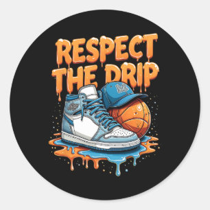 Pegatina Redonda Respetar El Estilo Callejero De Zapatillas Drip Sk