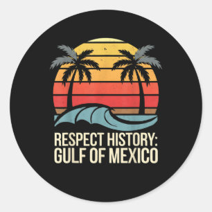 Pegatina Redonda Respetar Historia Golfo De México Playa Retro Vint