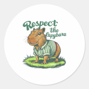 Pegatina Redonda Respetar La Capybara - Foto Divertida Roedor Capib