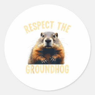 Pegatina Redonda Respetar la foto de marmota de la ardilla para el