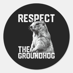 Pegatina Redonda Respetar la marmota divertido día de la marmota an