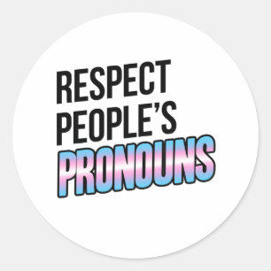Pegatina Redonda Respetar los pronombres de las personas - Franjas