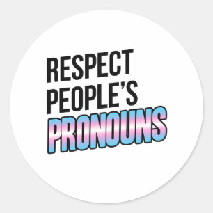 Pegatina Redonda Respetar los pronombres de las personas - Franjas 