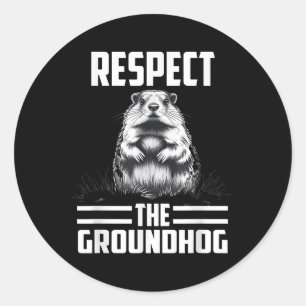 Pegatina Redonda Respeto a la celebración del Día de la Marmota