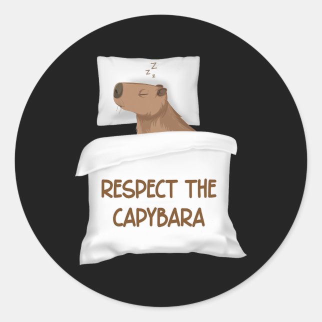 Pegatina Redonda Respeto a la huida oficial del Capybara (Anverso)