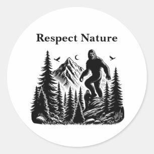 Pegatina Redonda Respeto a la naturaleza Yeti Arte de tinta para pi