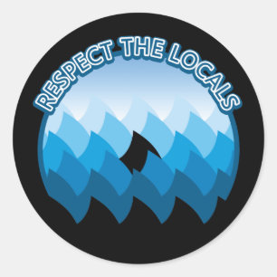 Pegatina Redonda Respeto a los lugareños - Conciencia del tiburón