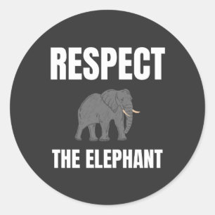 Pegatina Redonda Respeto Al Elefante