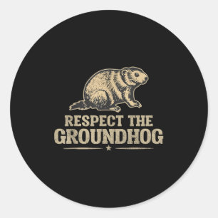 Pegatina Redonda Respeto Antiguo Al Marmota Divertido Entusiasta De