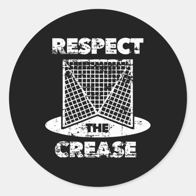 Pegatina Redonda Respeto De La Crease Lacrosse Lax Goalie (Anverso)