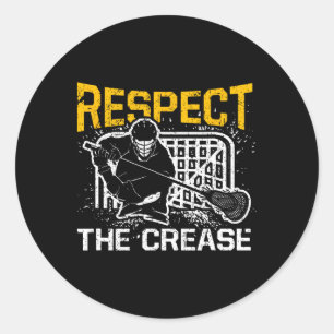 Pegatina Redonda Respeto El Crease Gracioso Lacrosse Player Goalie