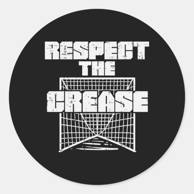 Pegatina Redonda Respeto El Crease Lacrosse Funny Lax Goalie Goalk (Anverso)