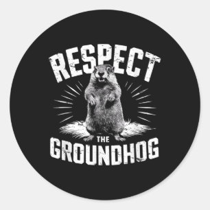 Pegatina Redonda Respeto El Día De La Hog Terrestre De Groundhog Wi