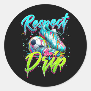 Pegatina Redonda Respeto El Drip Fútbol Helado Drip Drip Con Drogk