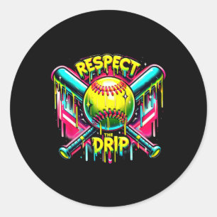 Pegatina Redonda Respeto El Drip Softball Plate Home Helado Cream