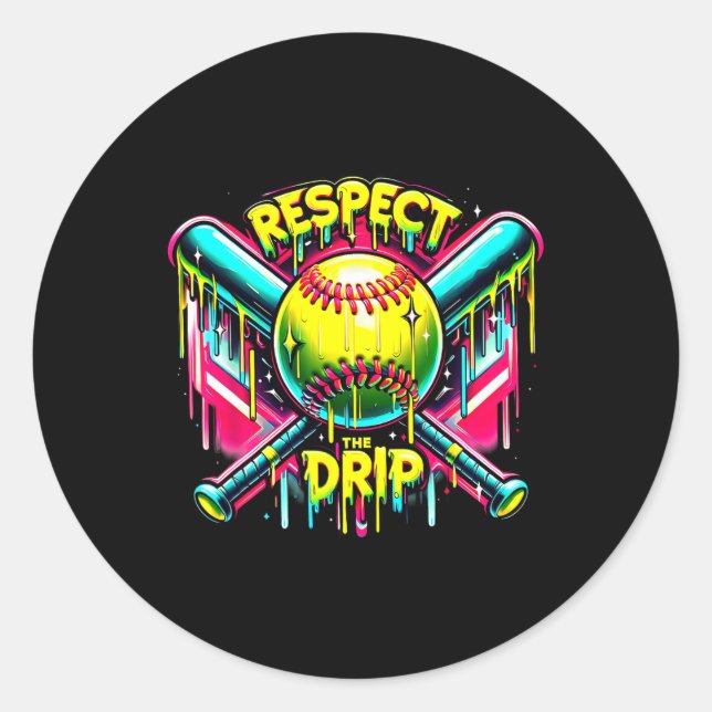 Pegatina Redonda Respeto El Drip Softball Plate Home Helado Cream (Anverso)