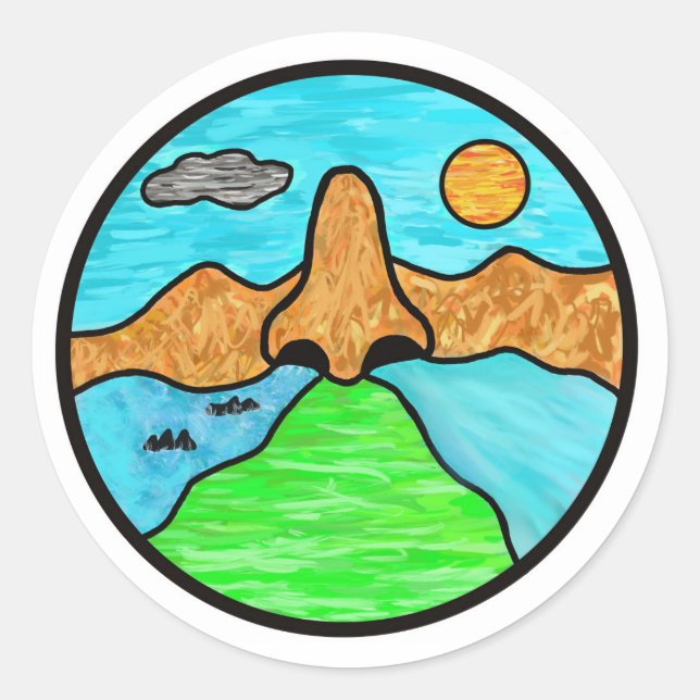 Pegatina Redonda respirar (Anverso)