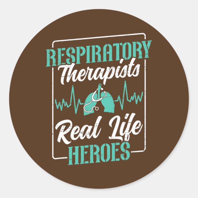 Pegatina Redonda Respiratory Therapist Real Life Superhero Lungs (Anverso)