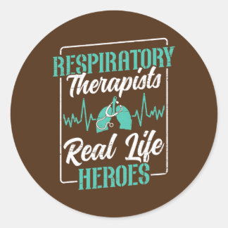 Pegatina Redonda Respiratory Therapist Real Life Superhero Lungs