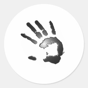 Pegatina Redonda Resplandor de la impresión de la mano