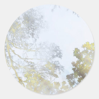 Pegatina Redonda Resplandor Dorado de Hoja Ancha