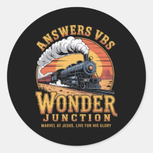 Pegatina Redonda Respuestas Vbs 2025 Wonder Junction Tren Cristiano