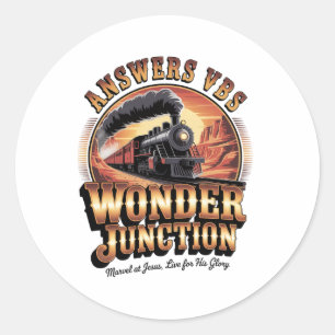 Pegatina Redonda Respuestas Vbs Wonder Junction Tren Cristiano Vint