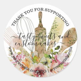 Pegatina Redonda Restauración Cocina Cocina Rústica Eucalyptus Flor