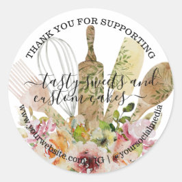 Pegatina Redonda Restauración Cocina Cocina Rústica Eucalyptus Flor