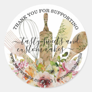 Pegatina Redonda Restauración Cocina Cocina Rústica Eucalyptus Flor