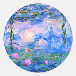 Pegatina Redonda Restauración de Water Lilies Claude Monet