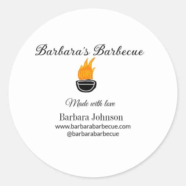 Pegatina Redonda Restaurante barbacoa cocina página web de medios s (Anverso)