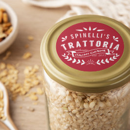 Pegatina Redonda Restaurante italiano Trattoria Vintage con logotip
